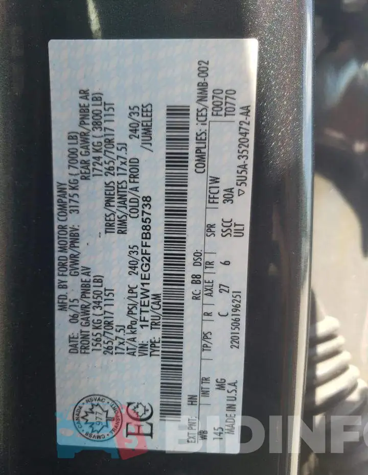 1FTEW1EG2FFB85738 Photo# 12