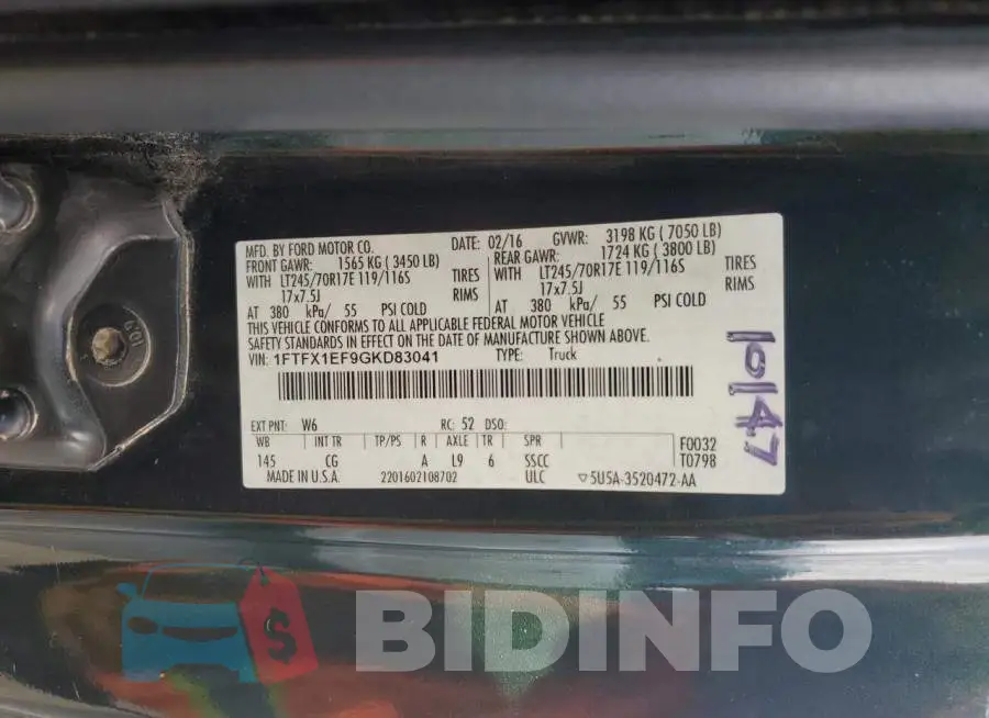 1FTFX1EF9GKD83041 Photo# 12