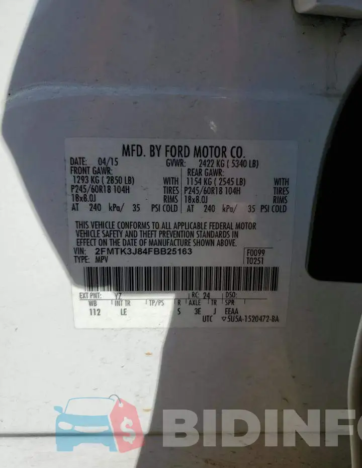 2FMTK3J84FBB25163 Photo# 13