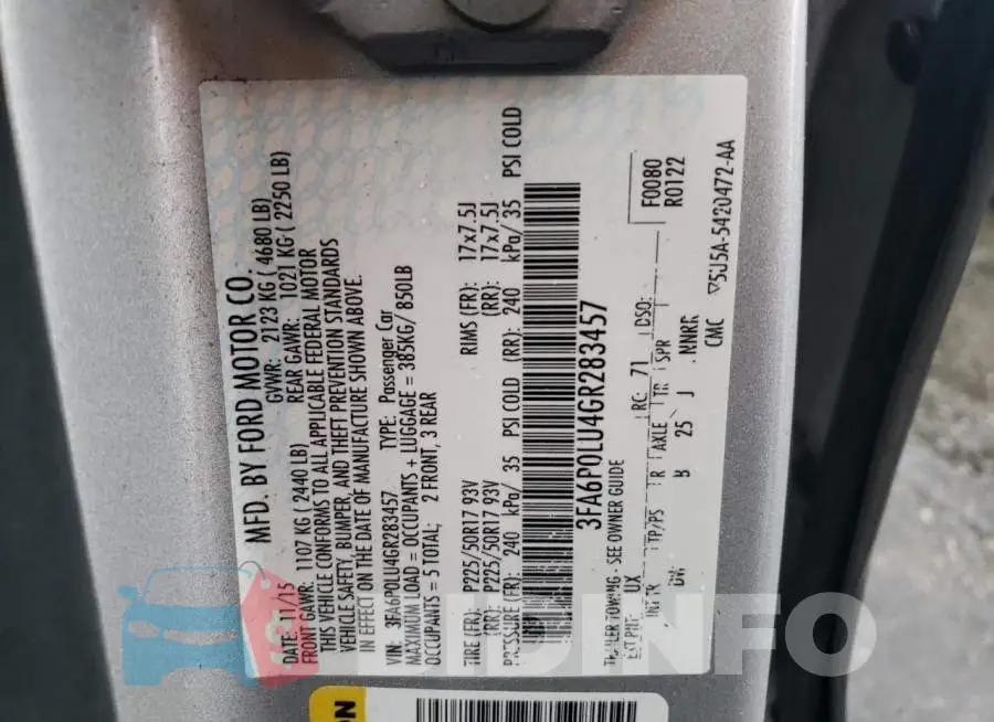 3FA6P0LU4GR283457 Photo# 12
