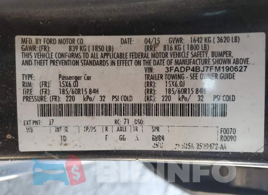3FADP4BJ7FM190627 Photo# 12