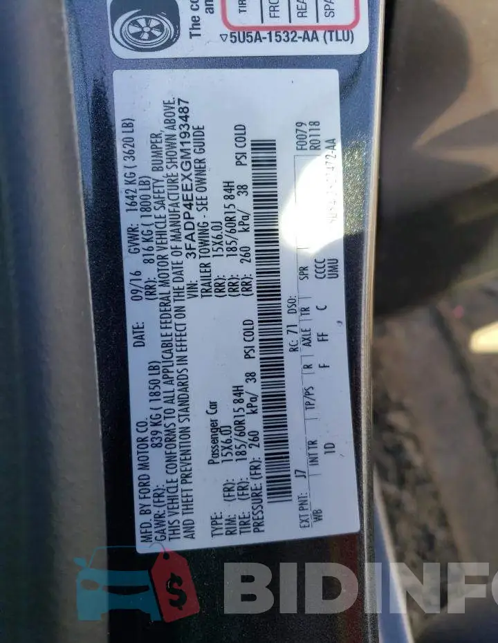 3FADP4EEXGM193487 Photo# 12
