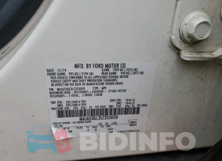 MAJ6S3GL2LC335050 Photo# 12