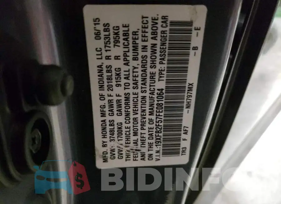 19XFB2F57FE081064 Photo# 12