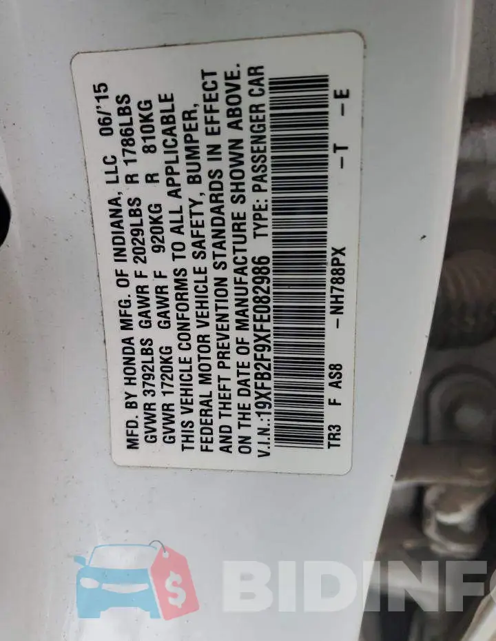 19XFB2F9XFE082986 Photo# 12