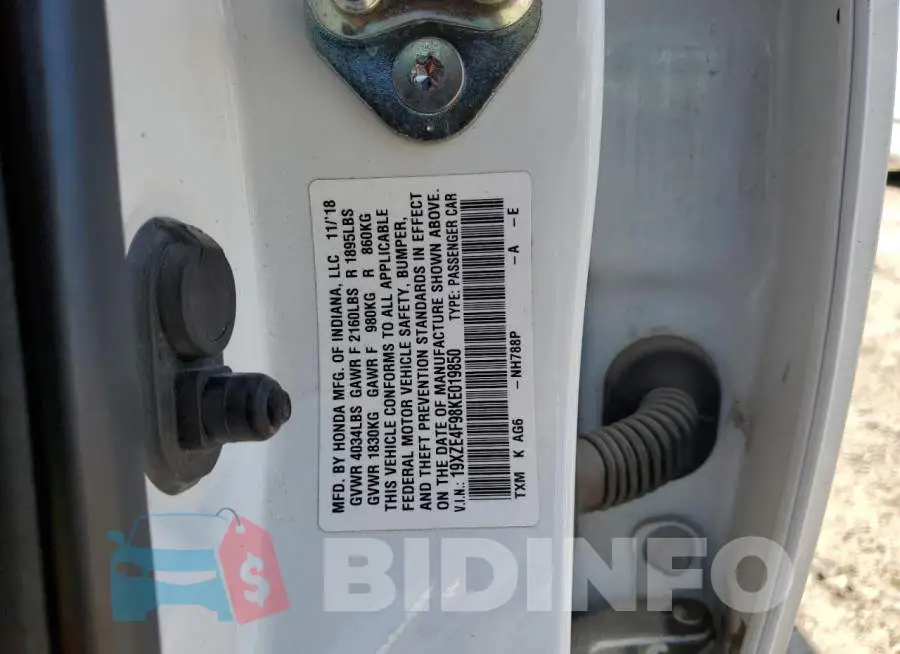 19XZE4F98KE019850 Photo# 12