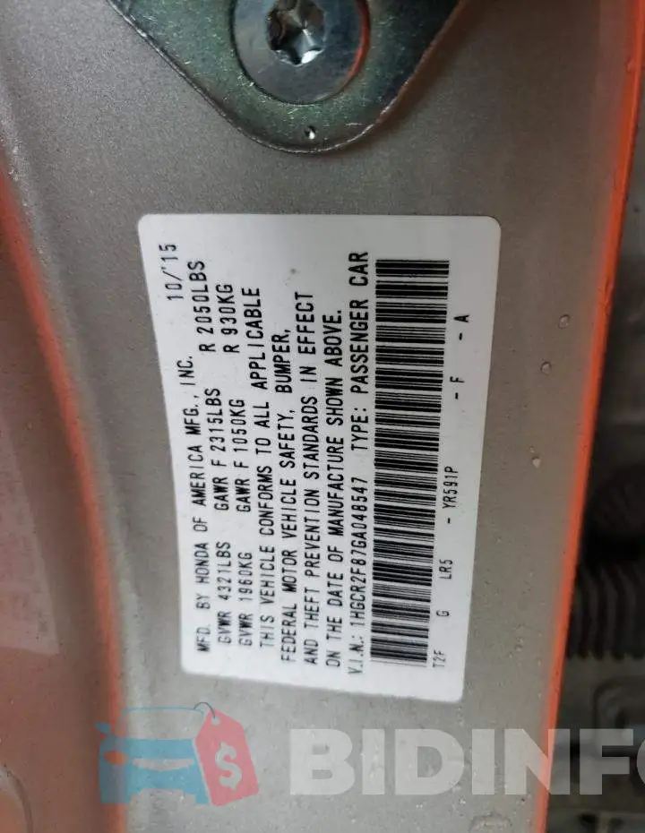 1HGCR2F87GA048547 Photo# 13