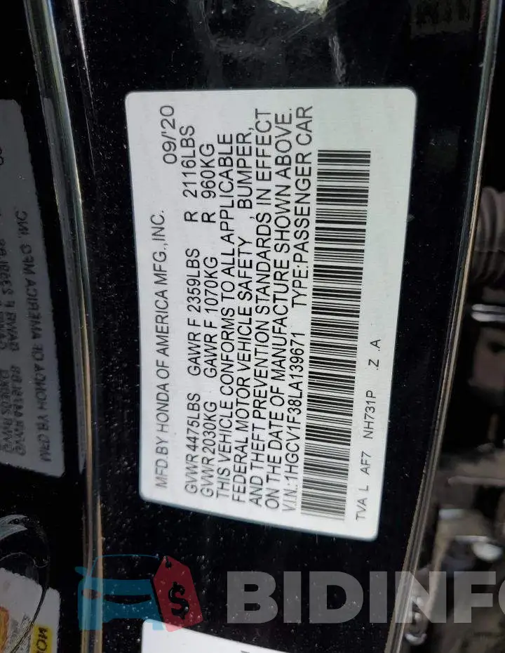 1HGCV1F38LA139671 Photo# 12