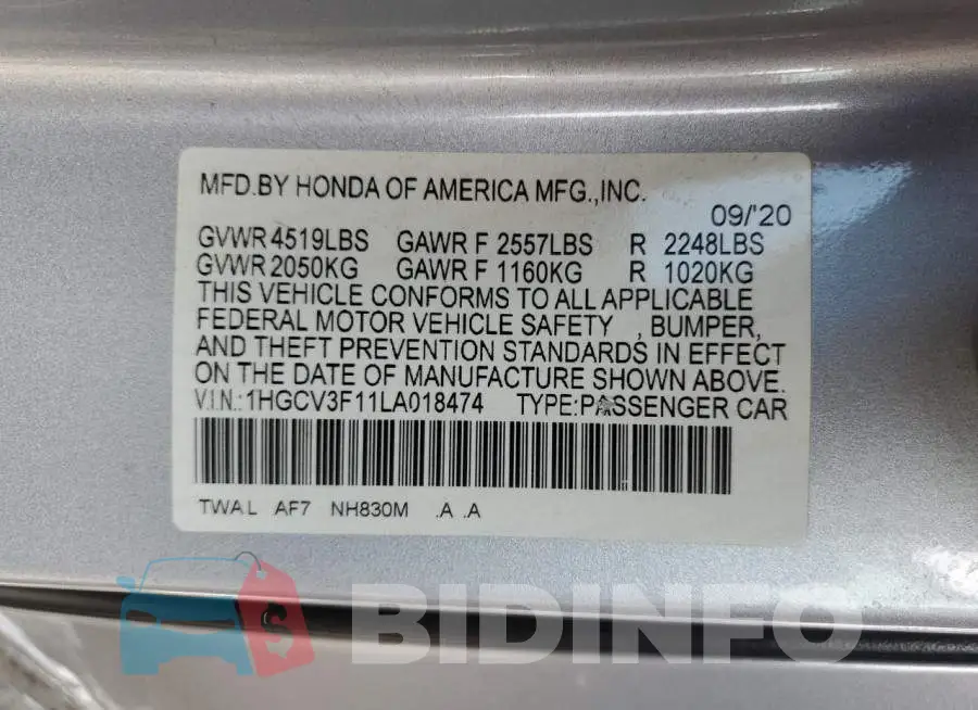 1HGCV3F11LA018474 Photo# 12