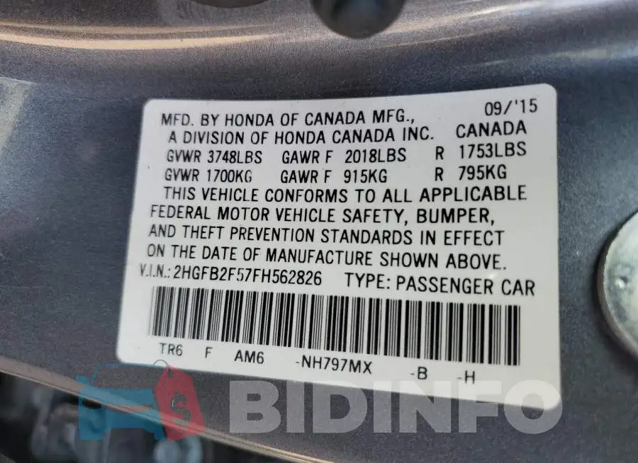 2HGFB2F57FH562826 Photo# 12