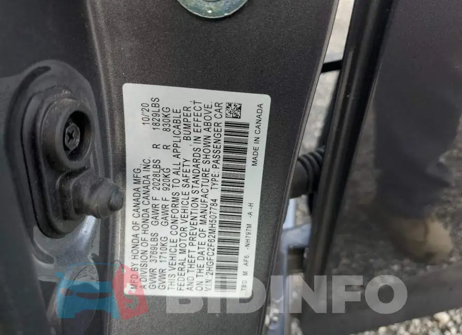 2HGFC2F62MH507784 Photo# 12