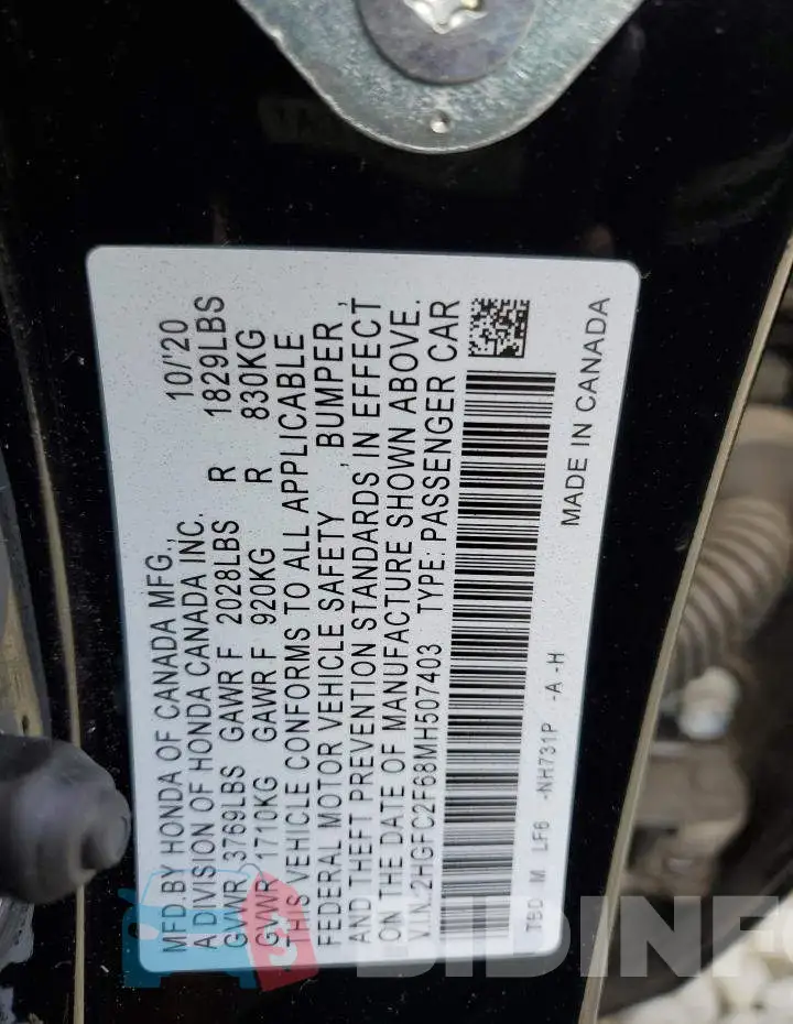 2HGFC2F68MH507403 Photo# 12