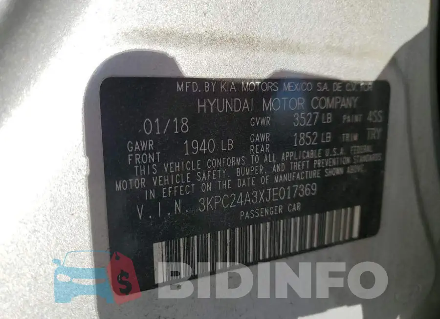 3KPC24A3XJE017369 Photo# 13