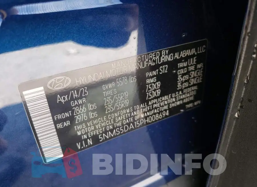 5NMS5DA15PH008694 Photo# 14