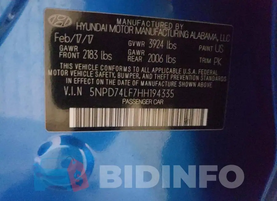 5NPD74LF7HH194335 Photo# 12