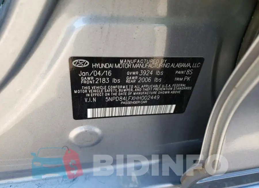 5NPD84LFXHH002449 Photo# 12