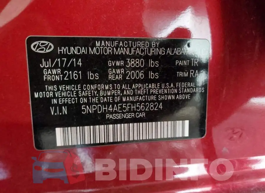 5NPDH4AE5FH562824 Photo# 13