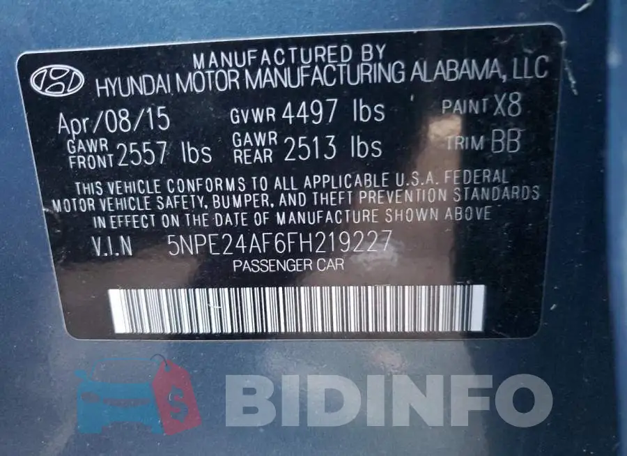 5NPE24AF6FH219227 Photo# 12