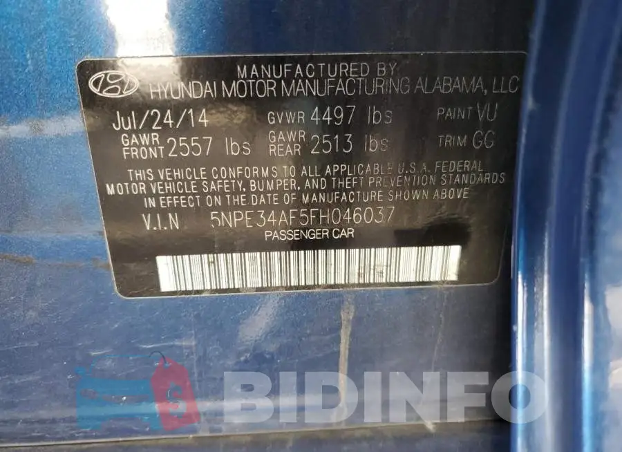 5NPE34AF5FH046037 Photo# 12