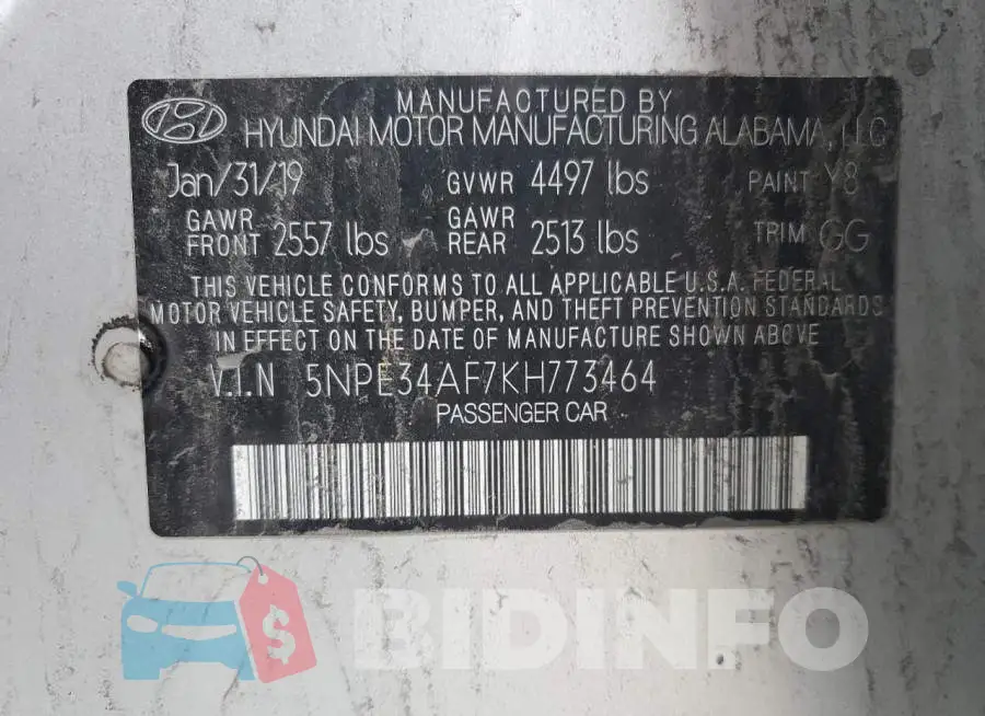 5NPE34AF7KH773464 Photo# 13