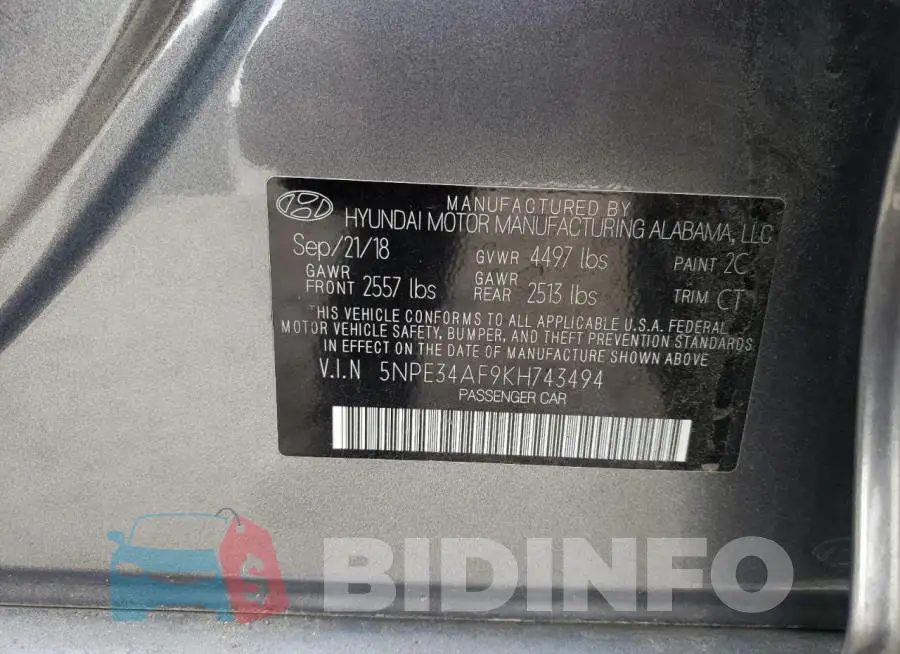 5NPE34AF9KH743494 Photo# 12