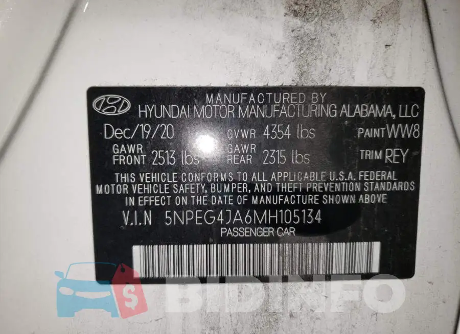 5NPEG4JA6MH105134 Photo# 12