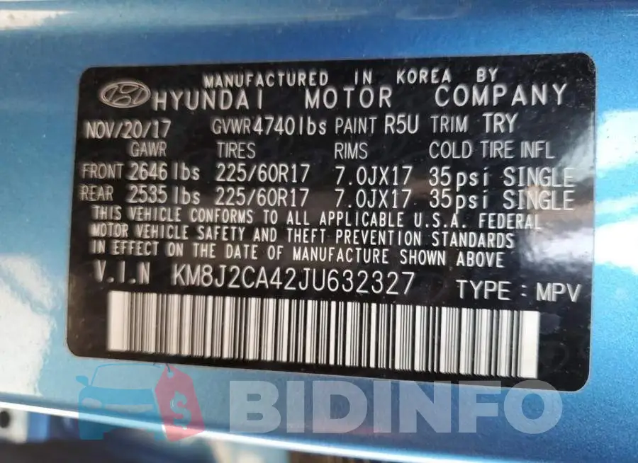 KM8J2CA42JU632327 Photo# 13