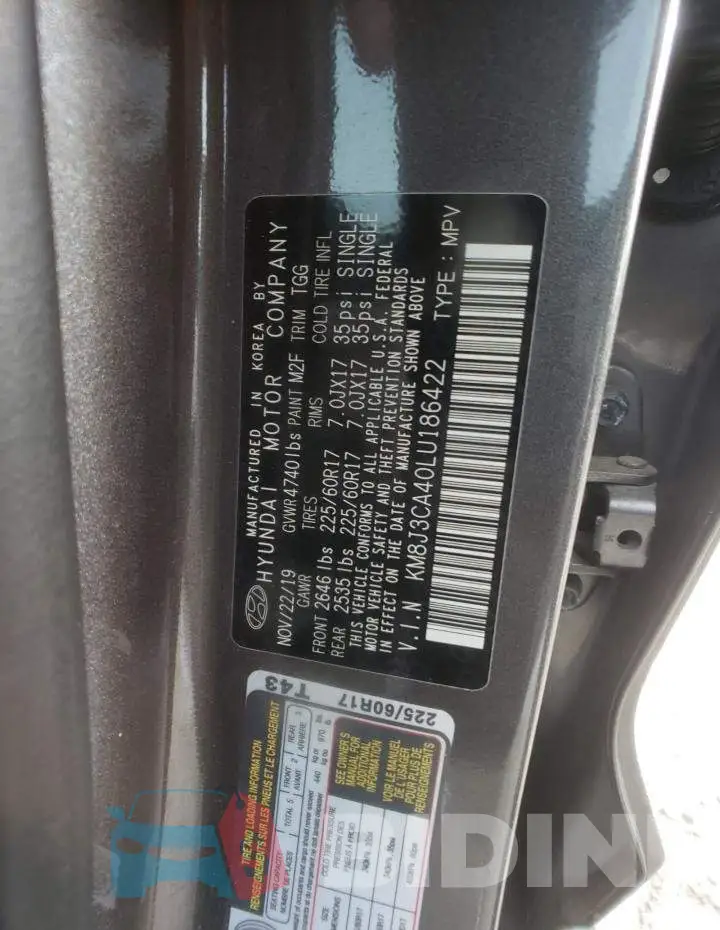 KM8J3CA40LU186422 Photo# 12