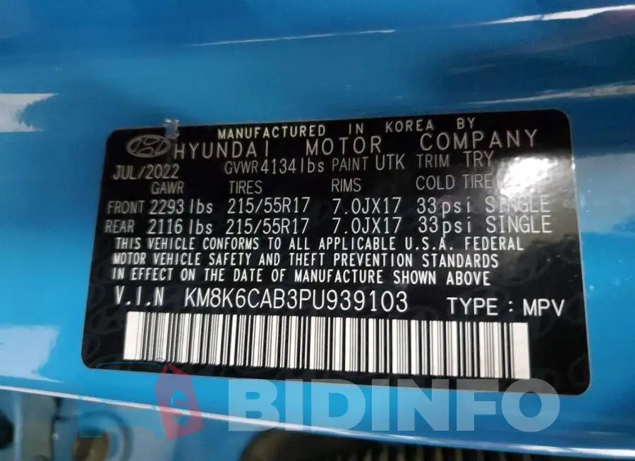 KM8K6CAB3PU939103 Photo# 13