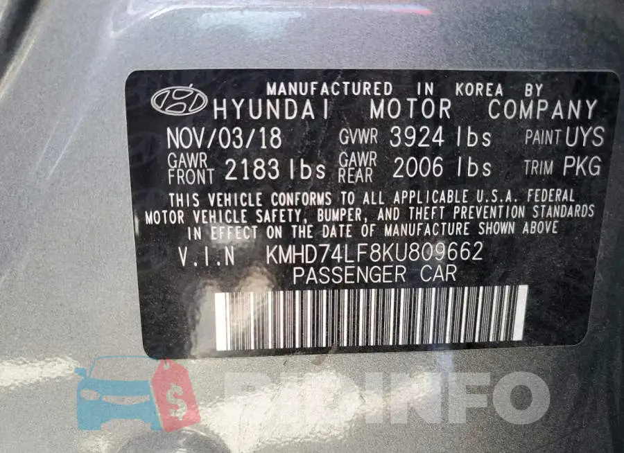 KMHD74LF8KU809662 Photo# 12