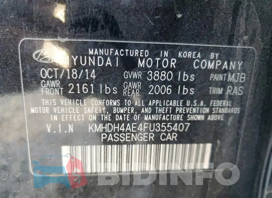 KMHDH4AE4FU355407 Photo# 12