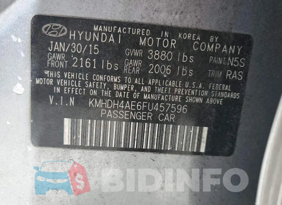KMHDH4AE6FU457596 Photo# 13