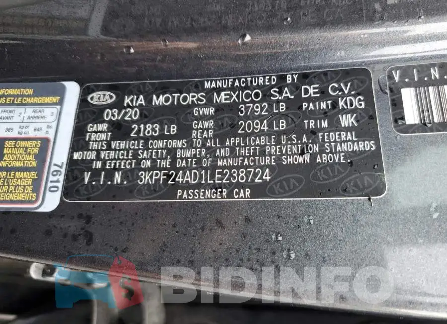 3KPF24AD1LE238724 Photo# 13
