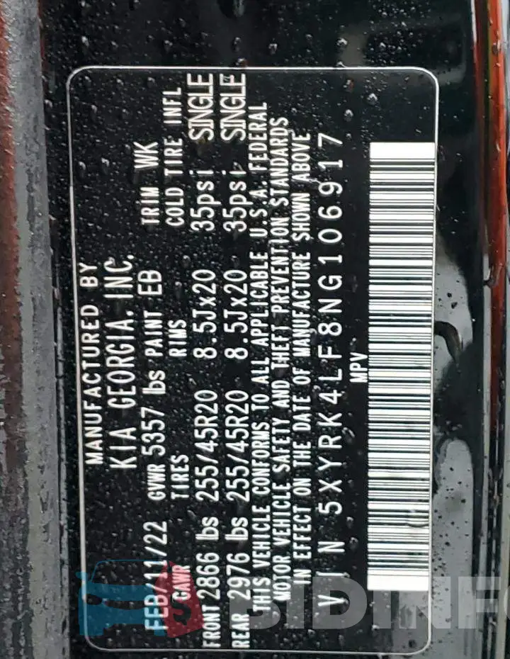 5XYRK4LF8NG106917 Photo# 13