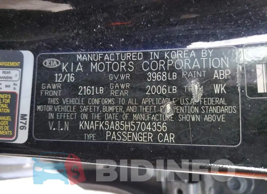 KNAFK5A85H5704356 Photo# 12
