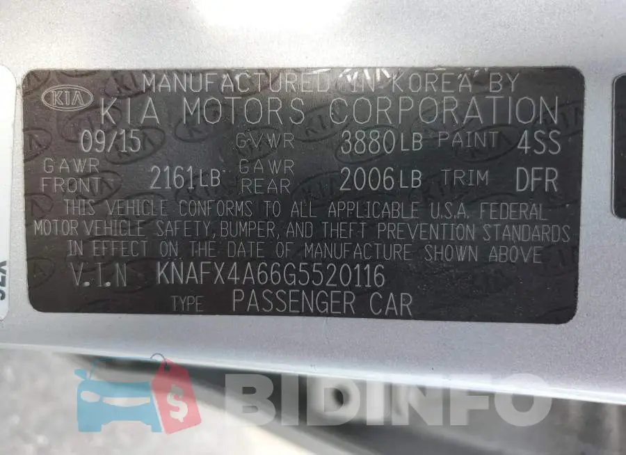 KNAFX4A66G5520116 Photo# 12