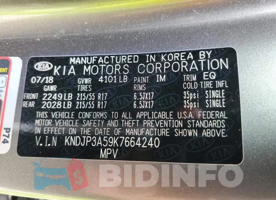 KNDJP3A59K7664240 Photo# 12