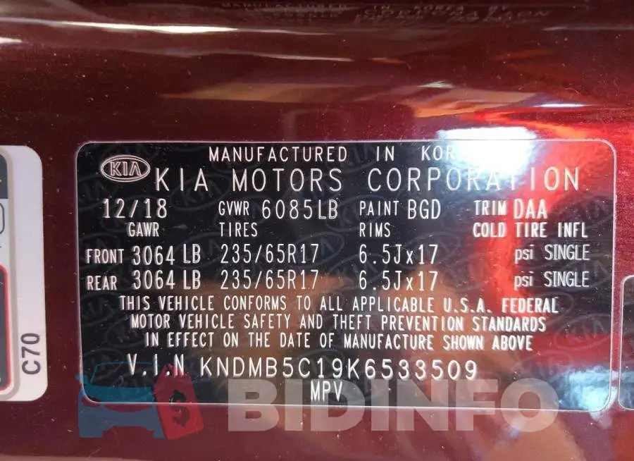 KNDMB5C19K6533509 Photo# 14