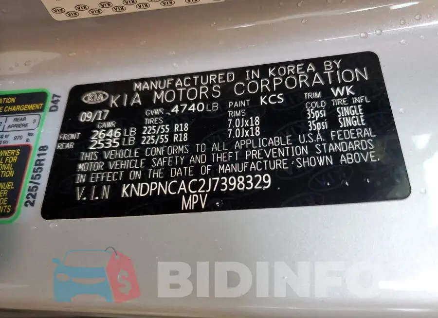 KNDPNCAC2J7398329 Photo# 13