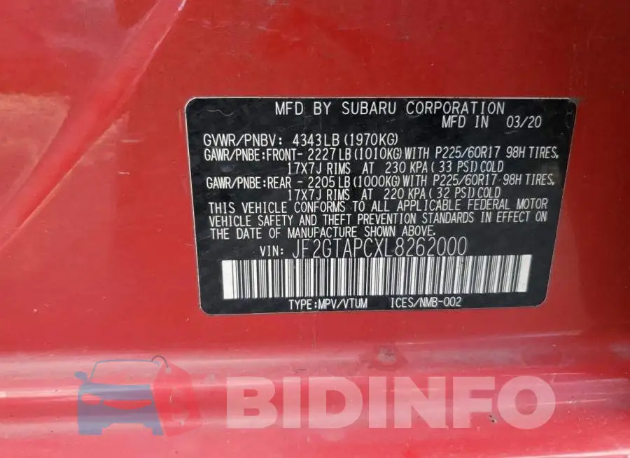 JF2GTAPCXL8262000 Photo# 13