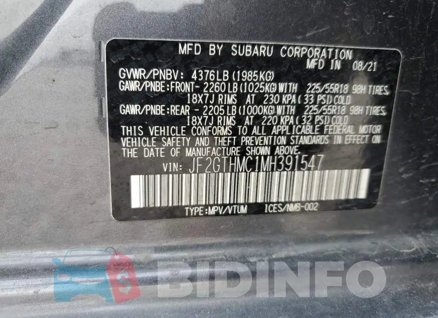 JF2GTHMC1MH391547 Photo# 14