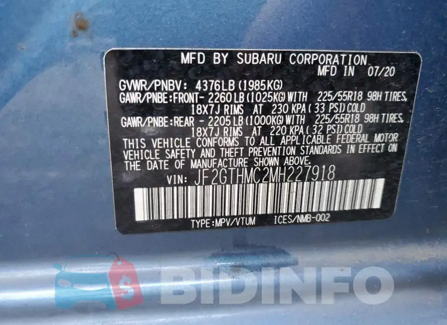JF2GTHMC2MH227918 Photo# 12