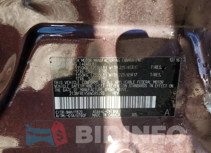 2T3BFREV5HW585293 Photo# 13