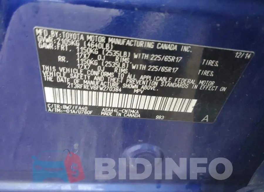 2T3RFREV6FW270384 Photo# 12