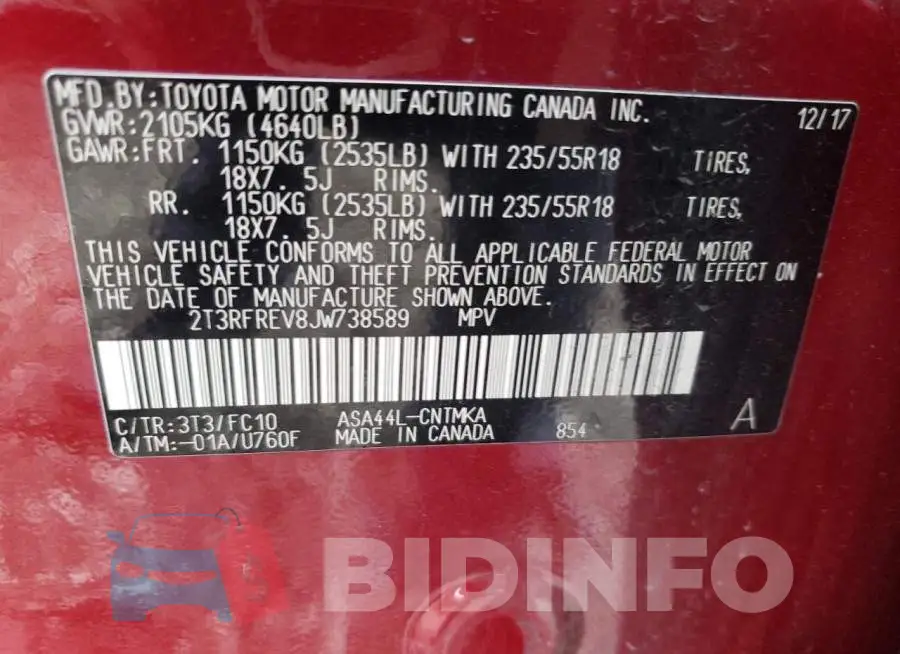 2T3RFREV8JW738589 Photo# 13