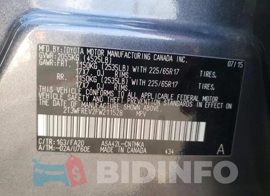 2T3WFREV2FW211528 Photo# 13