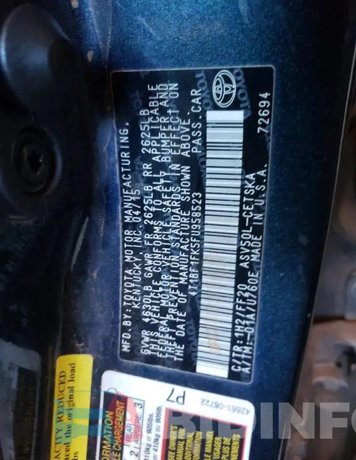 4T1BF1FK5FU958523 Photo# 12