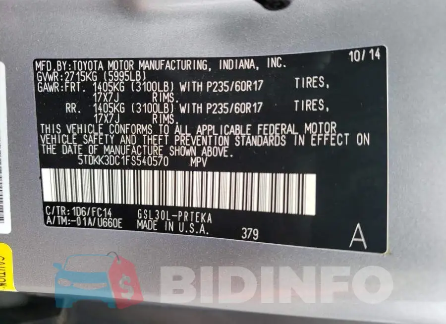 5TDKK3DC1FS540570 Photo# 13
