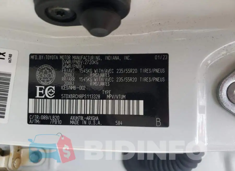 5TDXBRCH8PS113328 Photo# 13