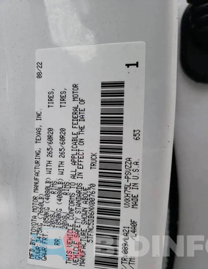 5TFNC5DB6NX007670 Photo# 12